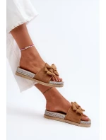 Damskie Klapki Na Platformie Z Kokardą Camel Aflia Damskie Klapki Na Platformie Z Kokardą Camel Aflia