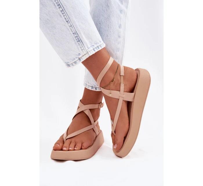 Dámské sandály na platformě Béžové model 22038413 - Boto
