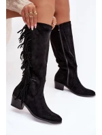 Kovbojské čižmy Firlina - čierne, zateplené so strapcami Kovbojské čižmy Firlina - čierne, zateplené so strapcami