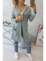 Dvojfarebná pláštenka s kapucňou 21679 mätová+šedá - Kesi