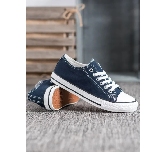 Trendy dámske modré tenisky bez podpätku Trendy dámske modré tenisky bez podpätku
