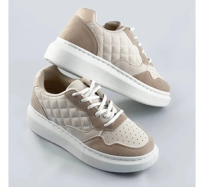 Béžové dámske šnurovacie športové poltopánky (RC-50)