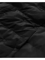 Čierna krátka zimná bunda s vysokým stojacím golierom (5m729-392)