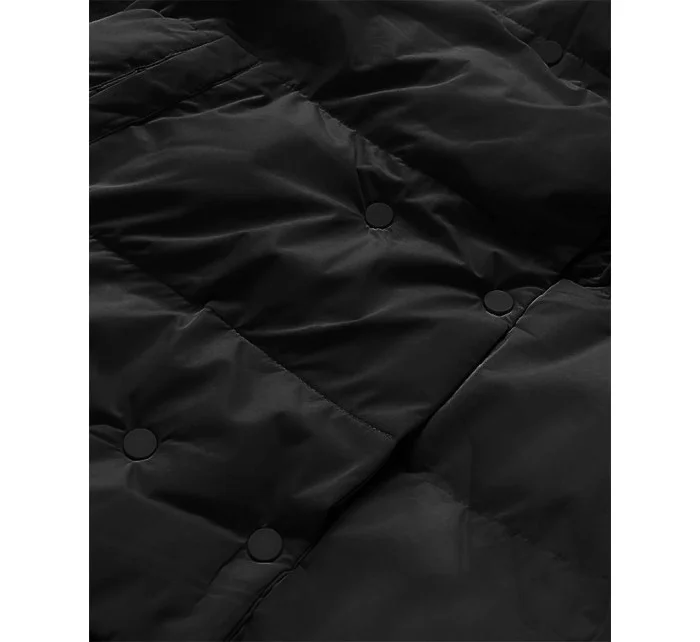 Čierna krátka zimná bunda s vysokým stojacím golierom (5m729-392)