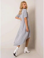Bavlněné šedé šaty s krátkými rukávy model 22206248 - Factory Price