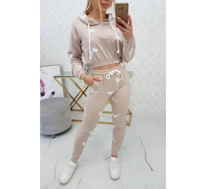 Sada s potlačou pištole béžová