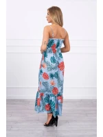 Šaty s motívom listov v modrej farbe