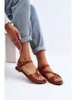 Zazoo 40182 Skórzane Sandały Damskie Brązowe