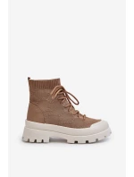 Damskie Skarpetkowe Wsuwane Botki Brązowe Solime Damskie Skarpetkowe Wsuwane Botki Brązowe Solime