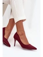 Szpilki Damskie Z Eko Zamszu Bordowe Elvessa