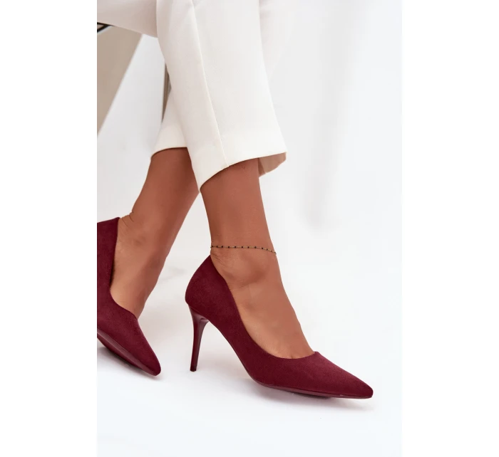 Szpilki Damskie Z Eko Zamszu Bordowe Elvessa