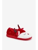Vánoční dámské pantofle s motivem soba kožené červené Orsella