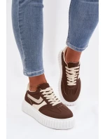 Dámské tenisky na platformě z eko semiše hnědé Cadrina Dámské tenisky na platformě z eko semiše hnědé Cadrina