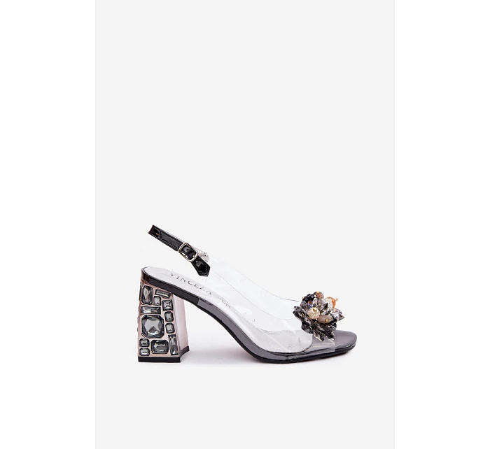 Průhledné sandály na podpatku Vinceza 70121 Černé