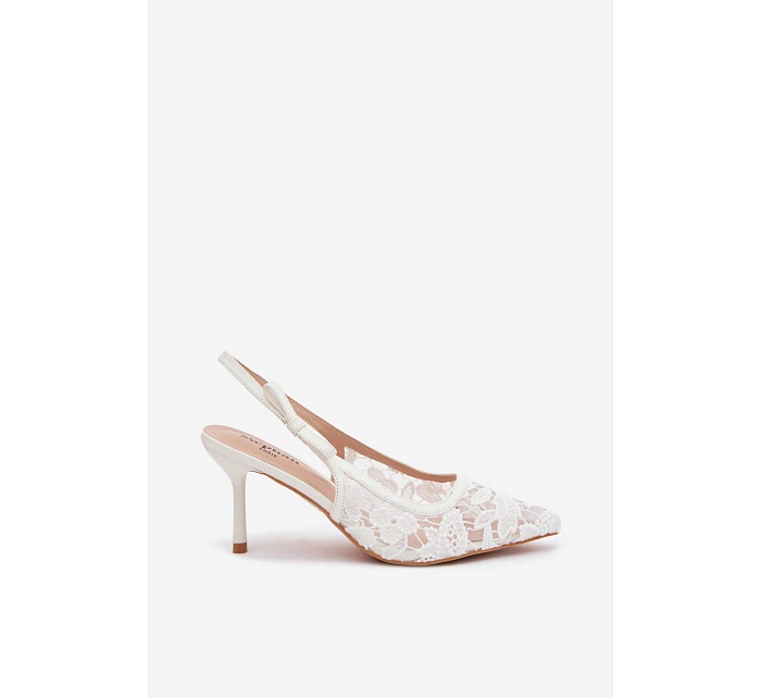 Dámské sandály na podpatku s krajkou bílé model 22103103 - Boto