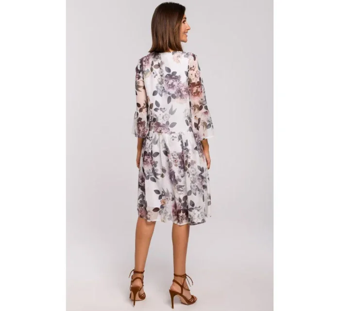 S214 Šifónové šaty so spadnutým pásom - model 1 S214 Šifónové šaty so spadnutým pásom - model 1