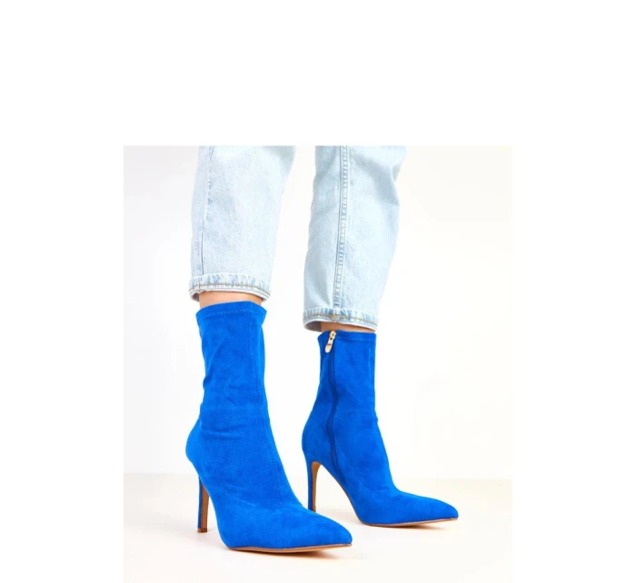 Dámské kotníkové boty na jehlovém podpatku Královská modř model 21798495 - Inello Dámské kotníkové boty na jehlovém podpatku Královská modř model 21798495 - Inello