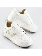 Bielo-béžové dámske športové šnurovacie topánky (S070)