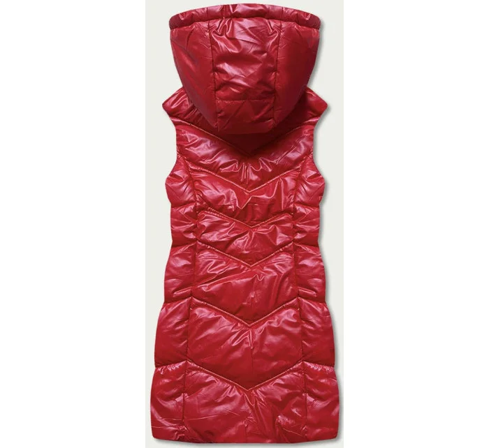 Lesklá červená vesta s kapucí model 17552918 - S'WEST Lesklá červená vesta s kapucí model 17552918 - S'WEST