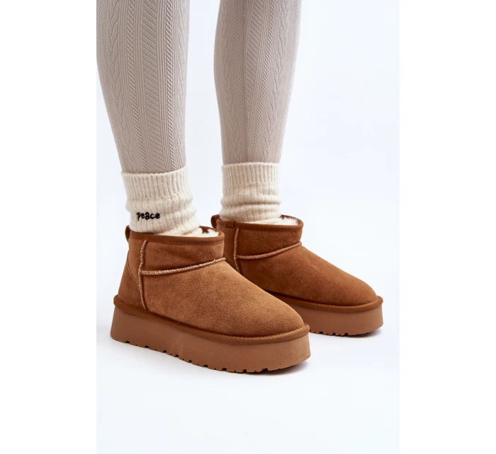 Módní semišové nízké sněhule Camel model 21607395 - Boto Módní semišové nízké sněhule Camel model 21607395 - Boto