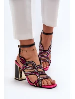 Zdobione Sandały Damskie Na Słupku D&A CR952 Czarne