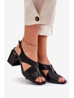 Elegantní Dámské Sandály Na Podpatku model 21695144 Černé - VINCEZA
