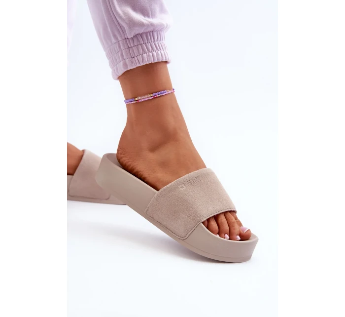 Dámske semišové šľapky Big Star Beige
