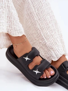 Dámske penové papuče na platforme - čierne