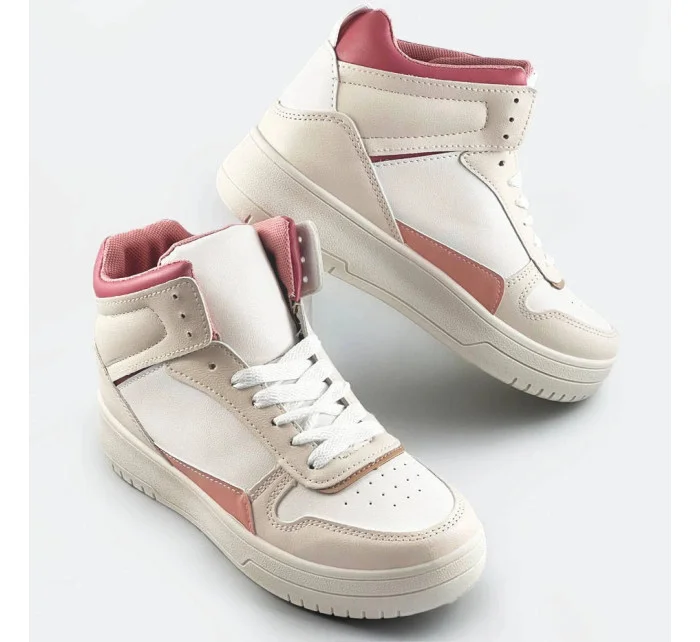 Béžovo-ružové členkové dámske tenisky sneakers (WH2122)