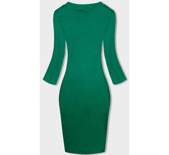 Zelené vypasované žebrované šaty s kulatým výstřihem model 19447310 - Factory Price Zelené vypasované žebrované šaty s kulatým výstřihem model 19447310 - Factory Price