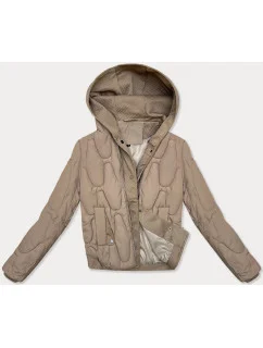 Béžová krátka zimná bunda s ozdobnou kapucňou S'west (B8261-12)