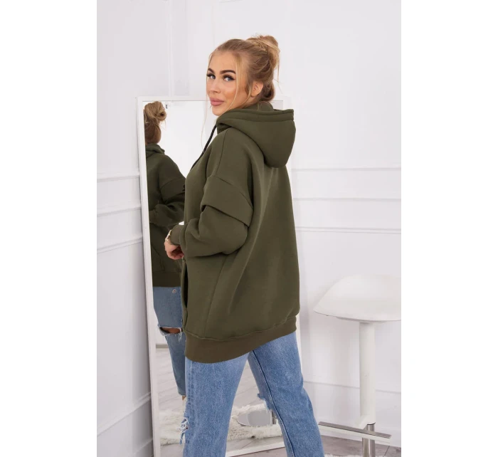 Zateplená blúzka s polovičným rolákom khaki farby Zateplená blúzka s polovičným rolákom khaki farby