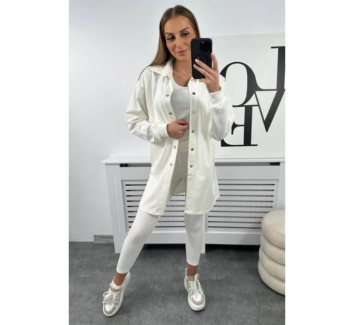 Trojdielna súprava blúzky, topu a legín vo farbe ecru