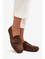 Loafersy Mokasyny Damskie Płaskie Ciemnozielone Roseline