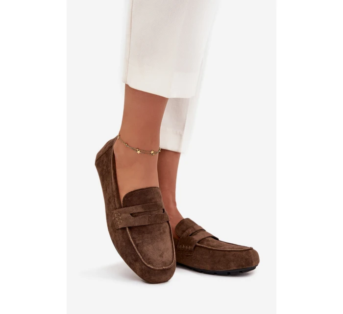 Loafersy Mokasyny Damskie Płaskie Ciemnozielone Roseline