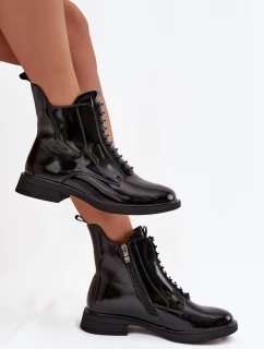 Dámske lakované čižmy D&A - čierne