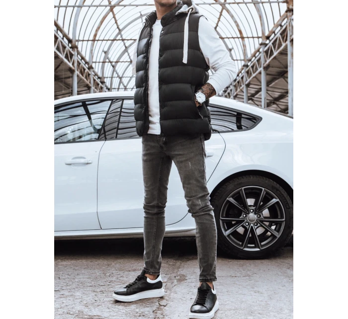 Pánska vesta s kapucňou čierna FashionStreet TX3936z
