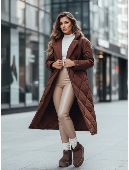 Kurtka damska WARMISSA pikowana brązowa FashionStreet TY4917z Kurtka damska WARMISSA pikowana brązowa FashionStreet TY4917z