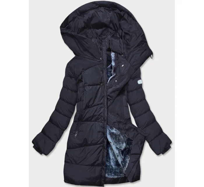 Tmavomodré asymetrické dámske sako (M-21113) Tmavomodré asymetrické dámske sako (M-21113)