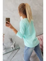 Halenka s 3D grafikou model 18743972 v mátové barvě - K-Fashion Halenka s 3D grafikou model 18743972 v mátové barvě - K-Fashion