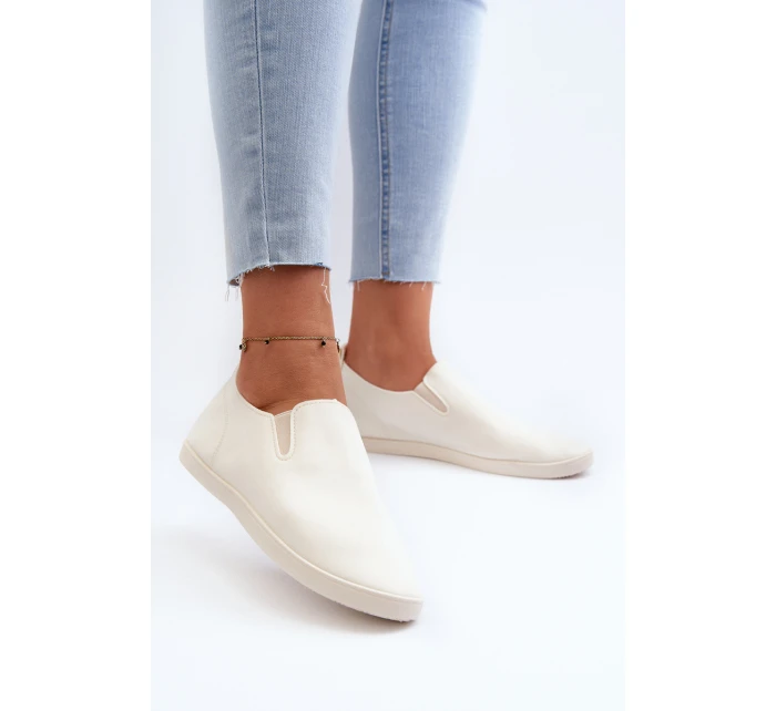 Damskie Tenisówki Trampki Slip-On Beżowe Lovinia