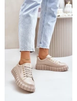 Ocieplane Sneakersy Damskie Big Star MM274618 Beżowe Ocieplane Sneakersy Damskie Big Star MM274618 Beżowe