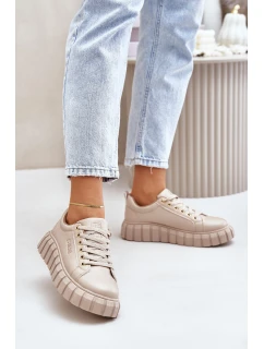 Ocieplane Sneakersy Damskie Big Star MM274618 Beżowe