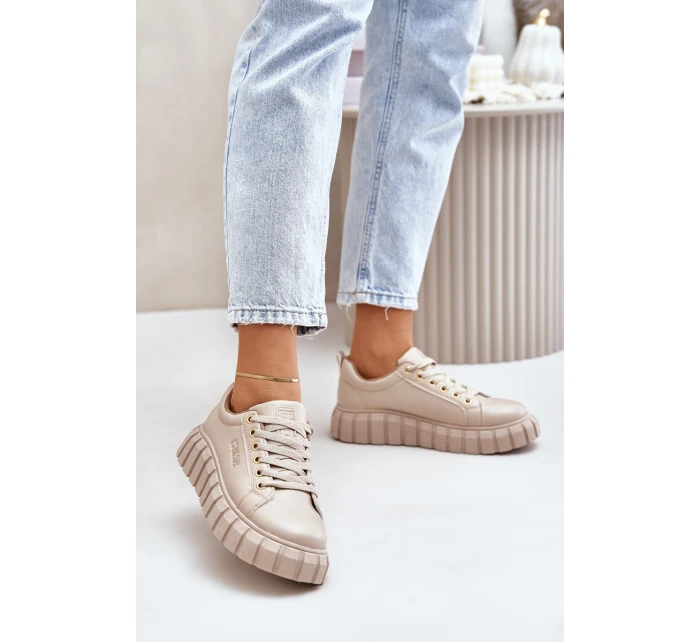 Ocieplane Sneakersy Damskie Big Star MM274618 Beżowe Ocieplane Sneakersy Damskie Big Star MM274618 Beżowe