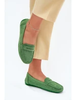 Damskie Zamszowe Mokasyny Zielone Lenvie