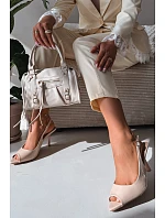 Dámske sandále na podpätku Beige Sevina