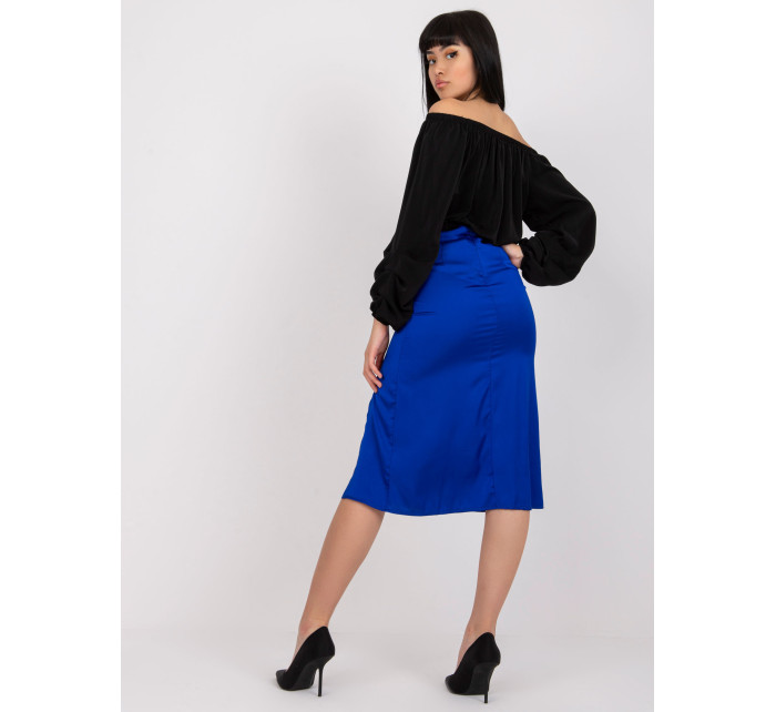 Kobaltová ceruzková sukňa RUE PARIS s vysokým pásom