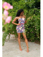 Sexy Bandeau-minidress with flower-print and belt