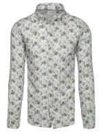 Pánska kvetinová biela košeľa FashionStreet DX2633