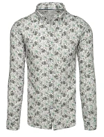 Pánska kvetinová biela košeľa FashionStreet DX2633